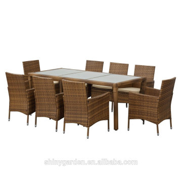 Rattan Patio Dinning Tisch Stuhl Set gepolstert Gartenmöbel Set (KD)